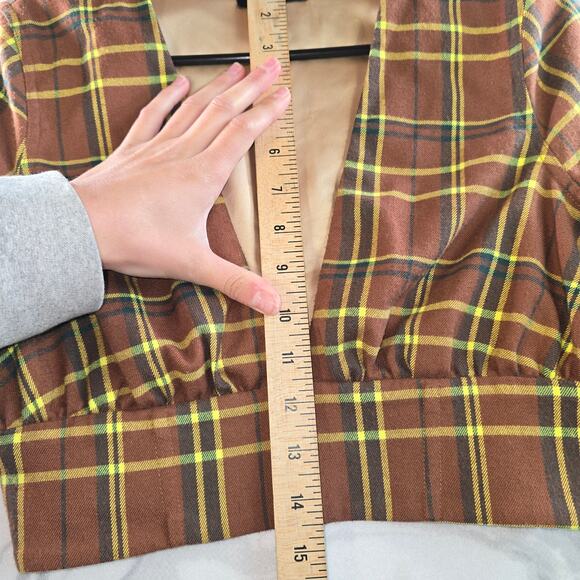 Hours Vintage Style Y2K Cropped Plaid Zip-Up V Neck Jacket Women's Size XS - Picture 4 of 13